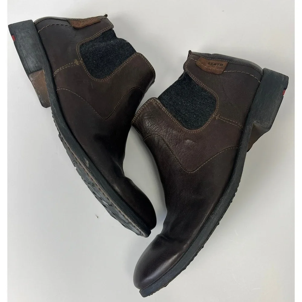 Lloyd Memphis Mens Dark Brown Leather Chelsea Ankle Boots Sz 11 Preppy City Chic